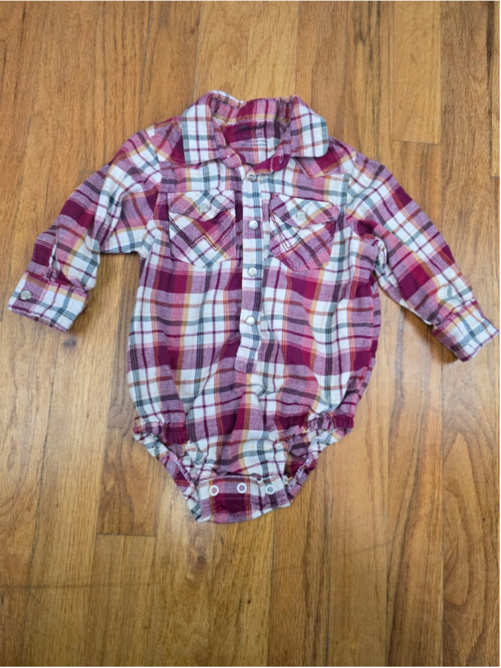 Baby Wrangler Plaid Bodysuit 24 Months Red White